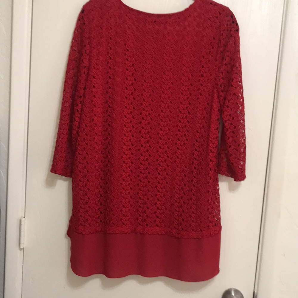 Jm Collection Beautiful Ruby Red Blouse. Size Lar… - image 7